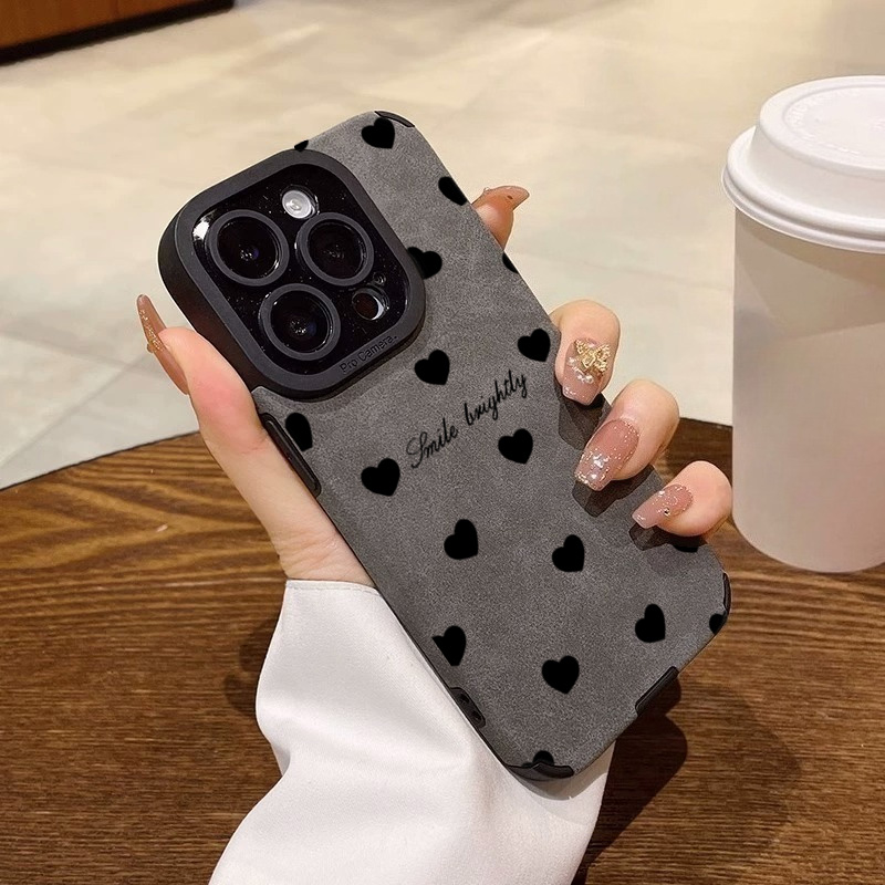 Phone Cases Xs Max - Yeni Lüks Siyah Kalp Desenli Telefon