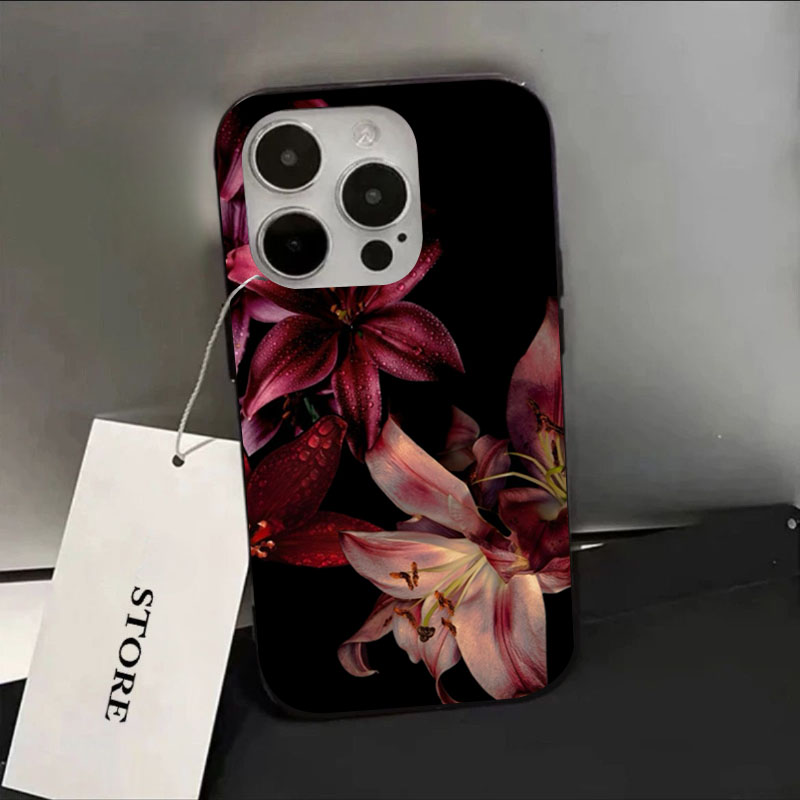 Phone Cases Red - Şık Kırmızı Zambak Çiçeği Desenli Telefon