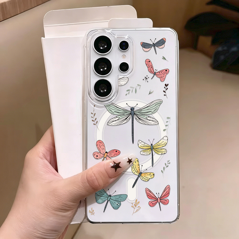 Phone Cases Quality - Kelebek Desenli Manyetik Şeffaf Telefon Kılıfı