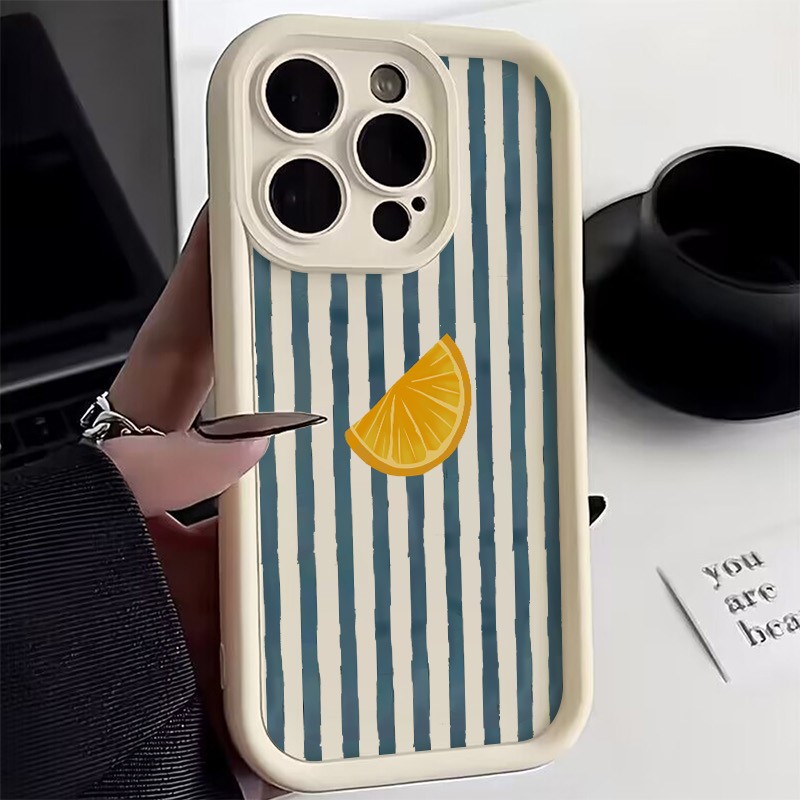 Phone Cases Xs Max - Çizgili Limon Dilimi Desenli Telefon Kılıfı