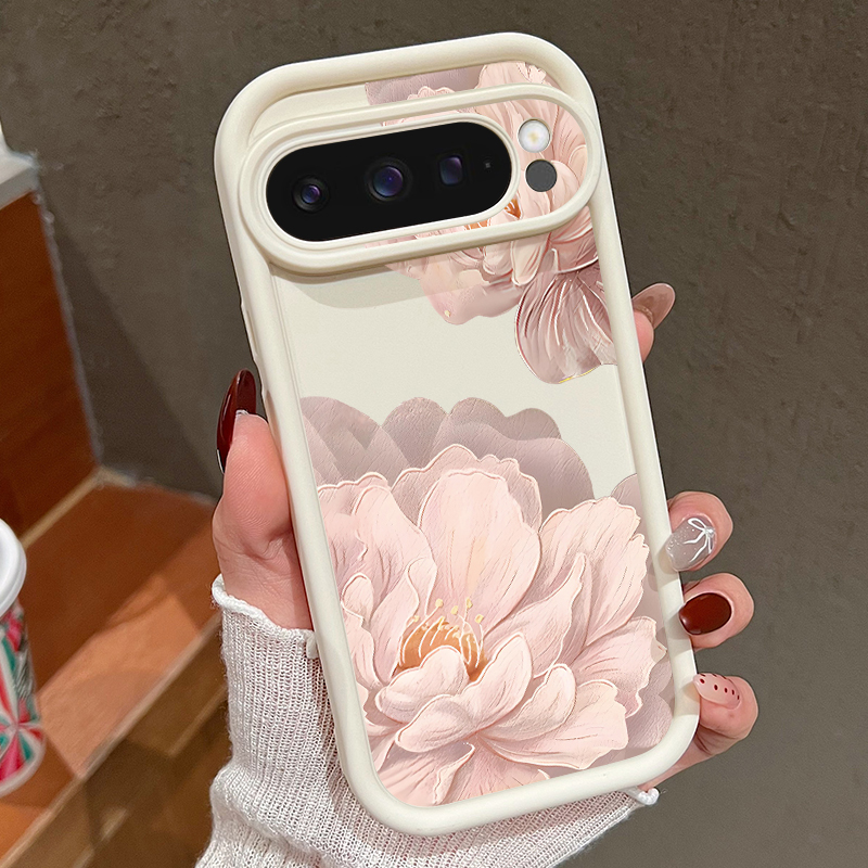 Phone Cases Google Pixel 10 Pro - Pembe Çiçek Desenli Yumuşak TPU Telefon
