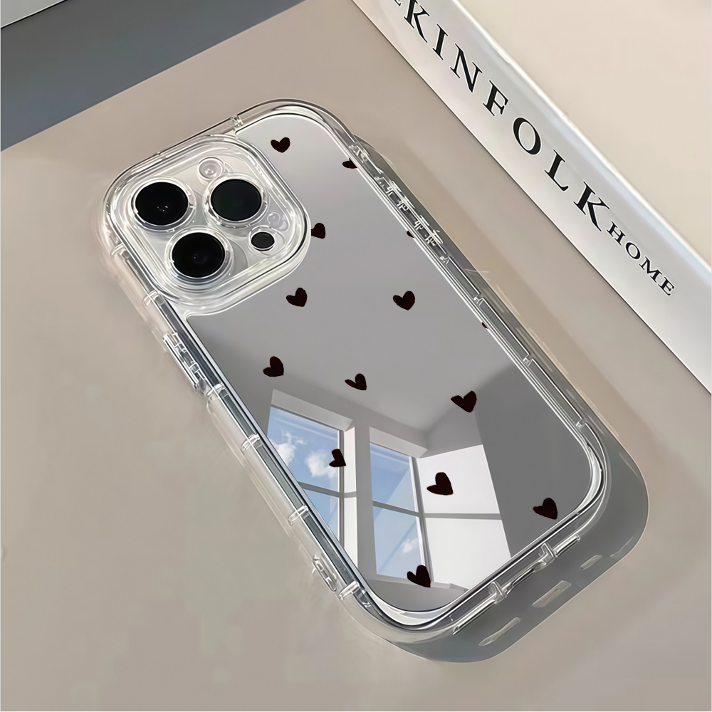 Phone Cases Like Loopy - Taze Tatlı Siyah Aşk Kalp Aynalı
