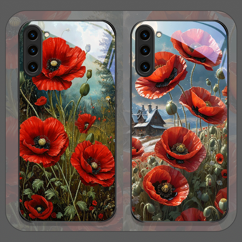 Retro Gelincik Çiçeği Çiçeklen - Phone Cases Red incelemesi ve fiyatı